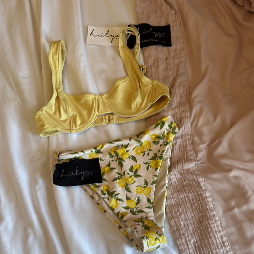 Yellow Lemon Print Bikini Set